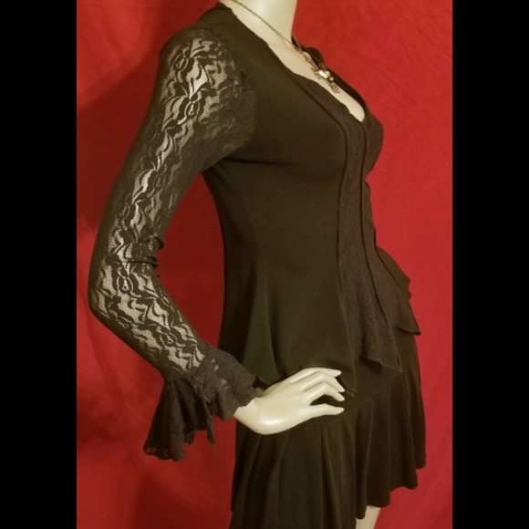 ‼SOLD‼Lace "Coven" themed Bell Sleeved top - Picture 5 of 6
